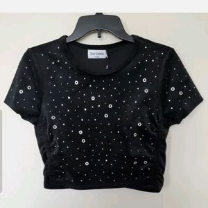 NWT Juicy Couture  Velour Studded Crop Top, Sz M